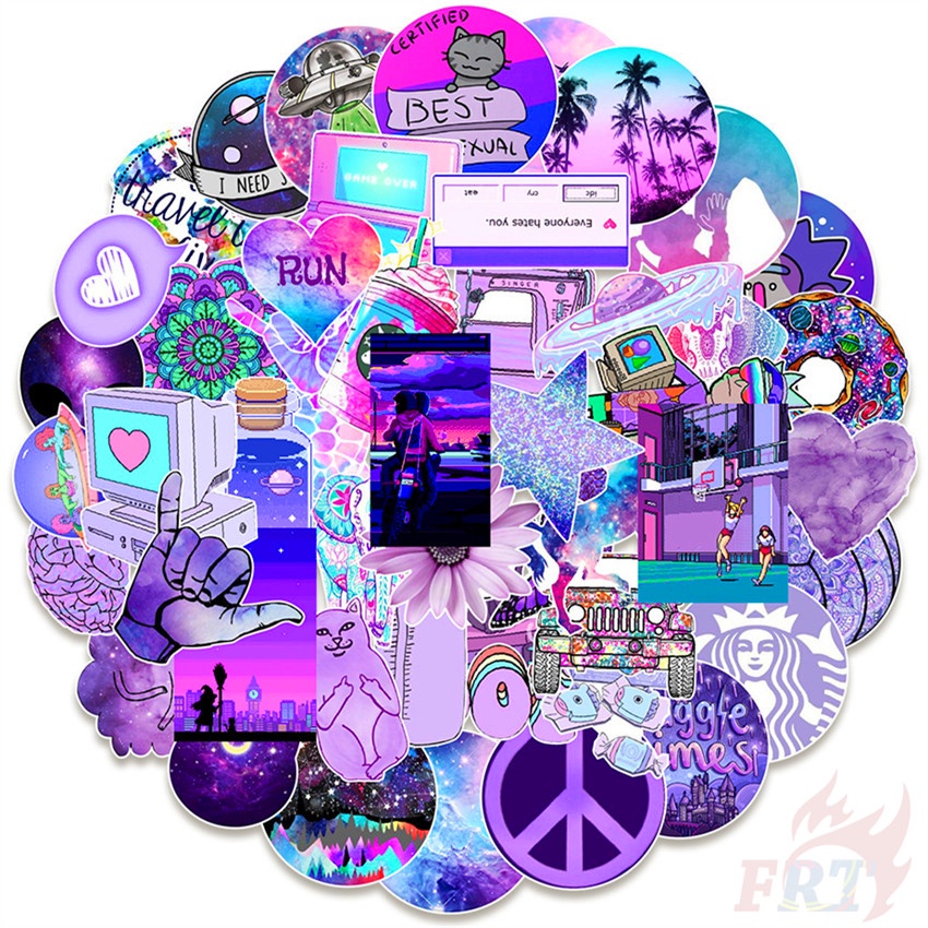 Bộ 100 Cái/Bộ ❉ Ins Nhãn Dán B Dòng Lãng Mạn Màu Tím ❉ Sticker Dán Trang Trí Đa Dạng Thời Trang