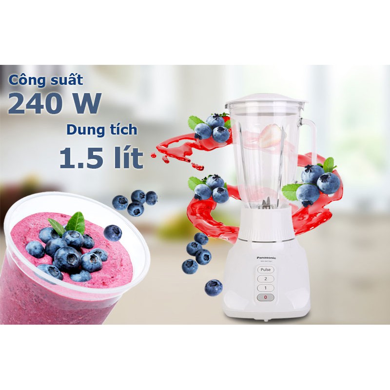 [Nhật] Đa năng - Máy xay sinh tố PANASONIC MX-GX1561WRA màu trắng, cốc thủy tinh, dung tích 1.5L, công suất 240W