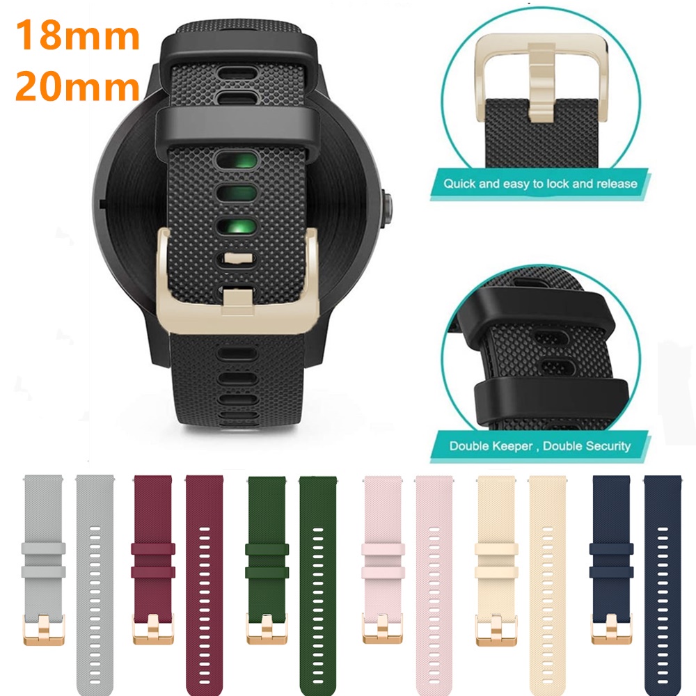 Dây Đeo Silicon 18mm Cho Đồng Hồ Thông Minh Garmin Venu 2S Vivoactive 4S Active S 20mm Galaxy Watch4 3 Active 2