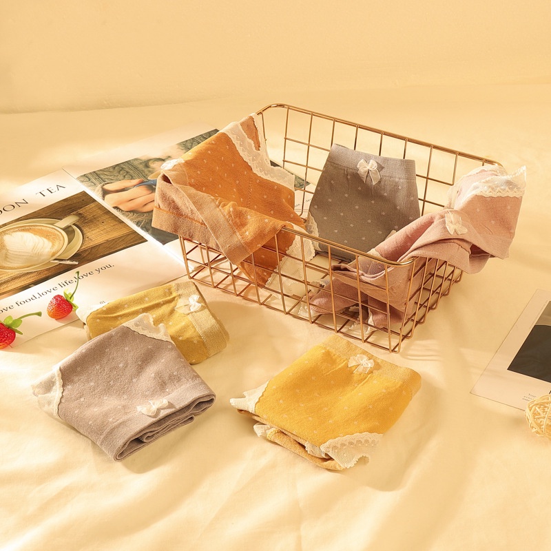 Quần Lót Nữ Cotton Chấm Bi Viền Ren Siêu Dễ Thương, Thoáng mát, Siêu Mềm Mịn - Subo Shop