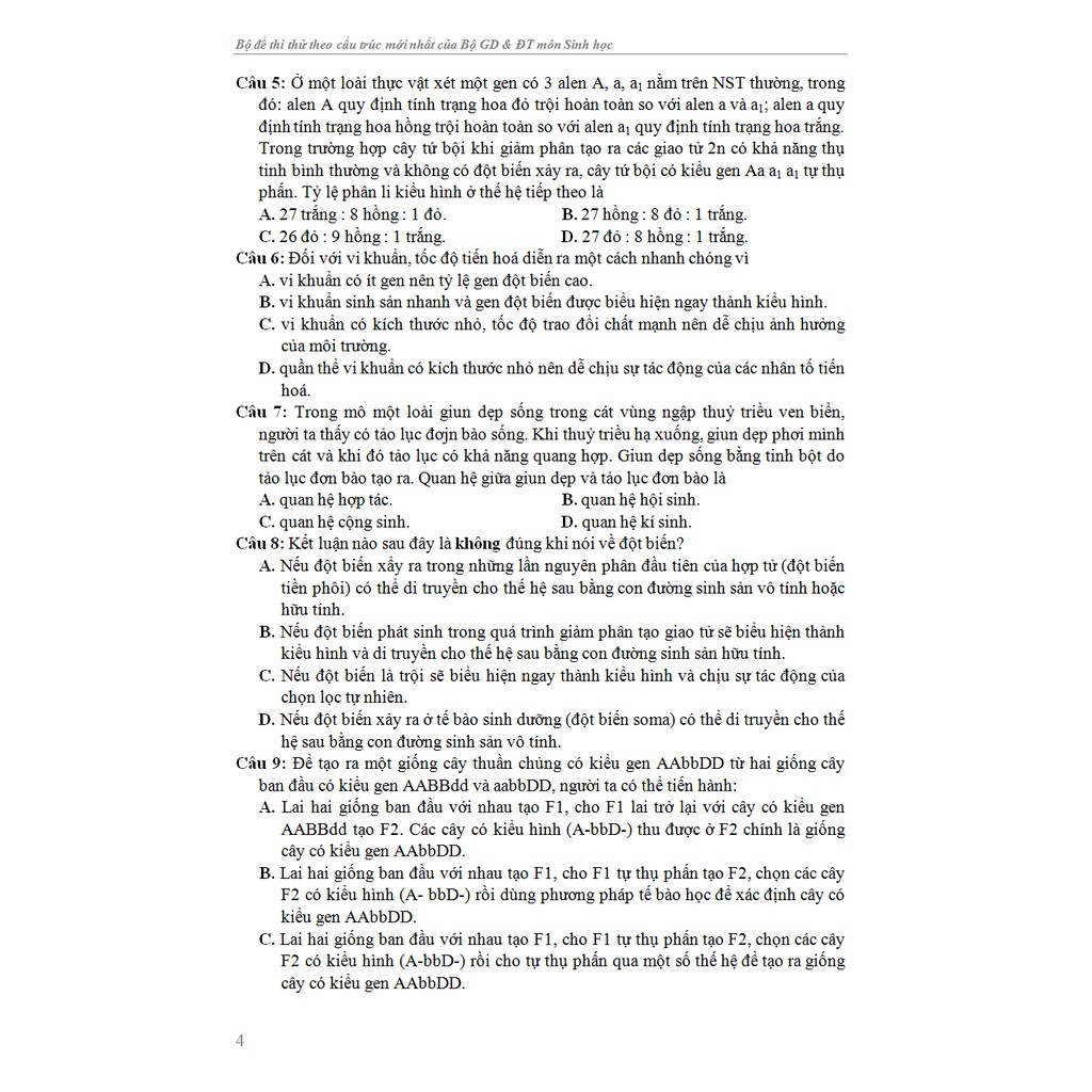 Sách - Bộ Đề Thi Thử Sinh Học