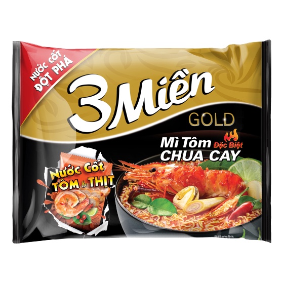 1 Gói Mì 3 Miền vị Tôm Chua Cay/Chay Lá Đa/Tôm Hùm/Bò Hầm/Chua Cay 3 Cấp Độ