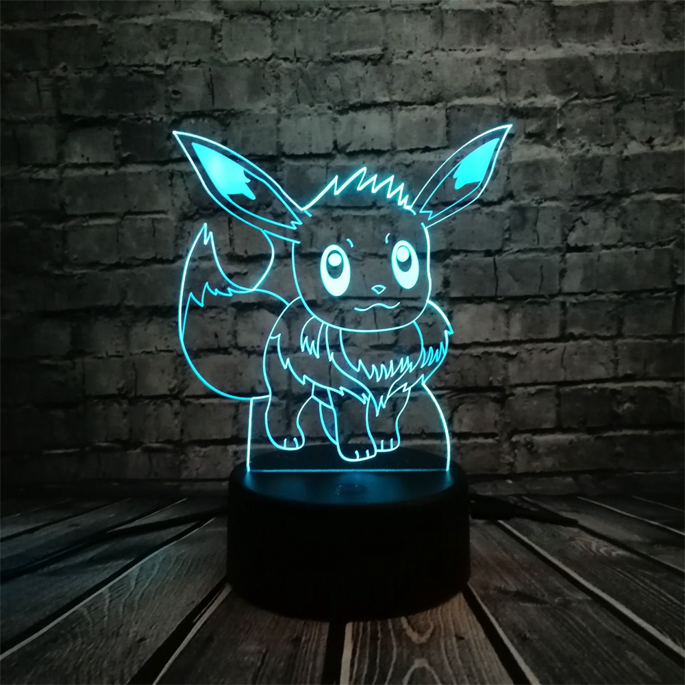 Đèn Ngủ LED Để Bàn Hình Pikachu 3D Hoạt Hình Có Cổng Sạc USB