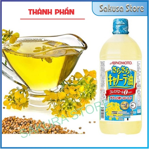 Dầu ăn hoa cải Ajinomoto 1kg Nhât Bản chiết xuất thiên nhiên an toàn sức khỏe