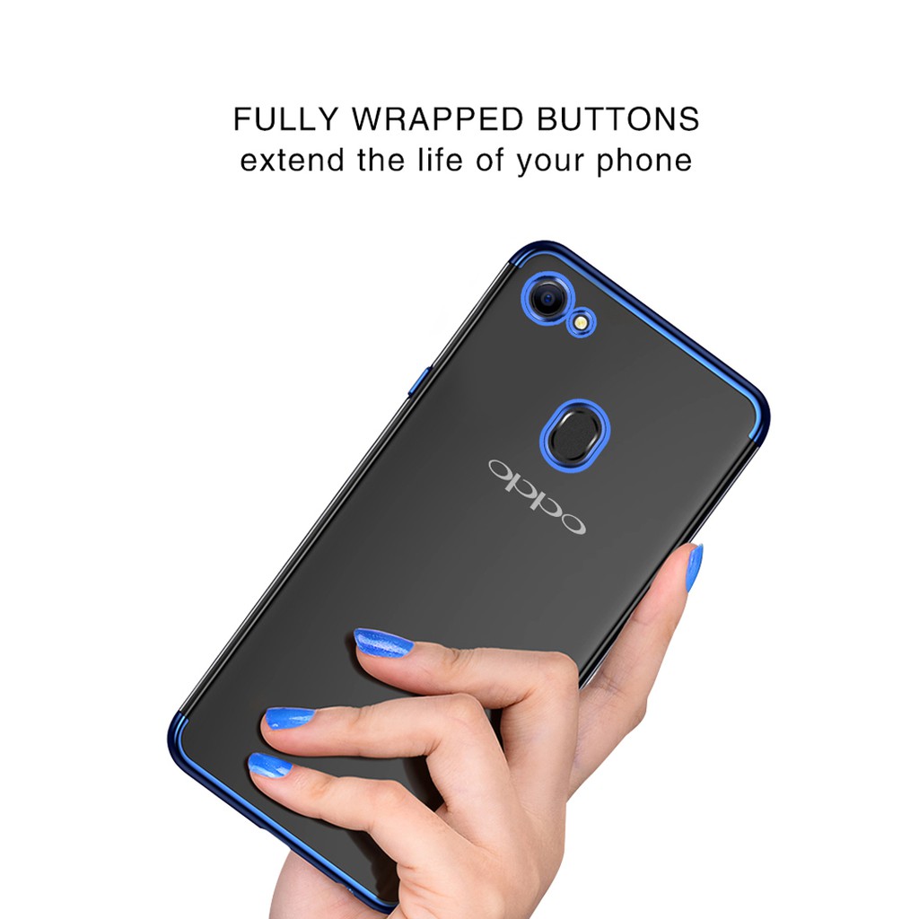 Ốp lưng OPPO F7 dẻo trong suốt viền xi màu