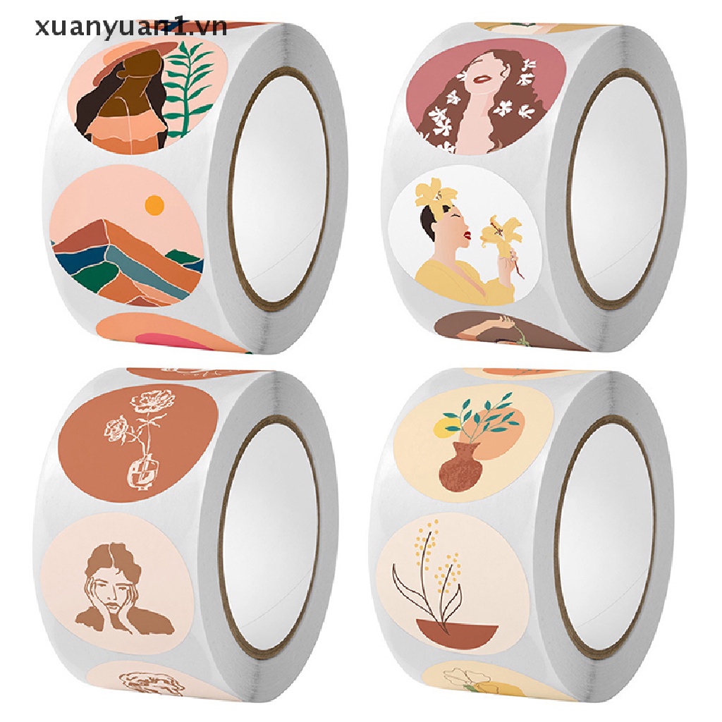 Cuộn 500 Miếng Dán Hình Tròn In Chữ Thank You Nhiều Màu Sắc Dùng Trang Trí Đồ Thủ Công