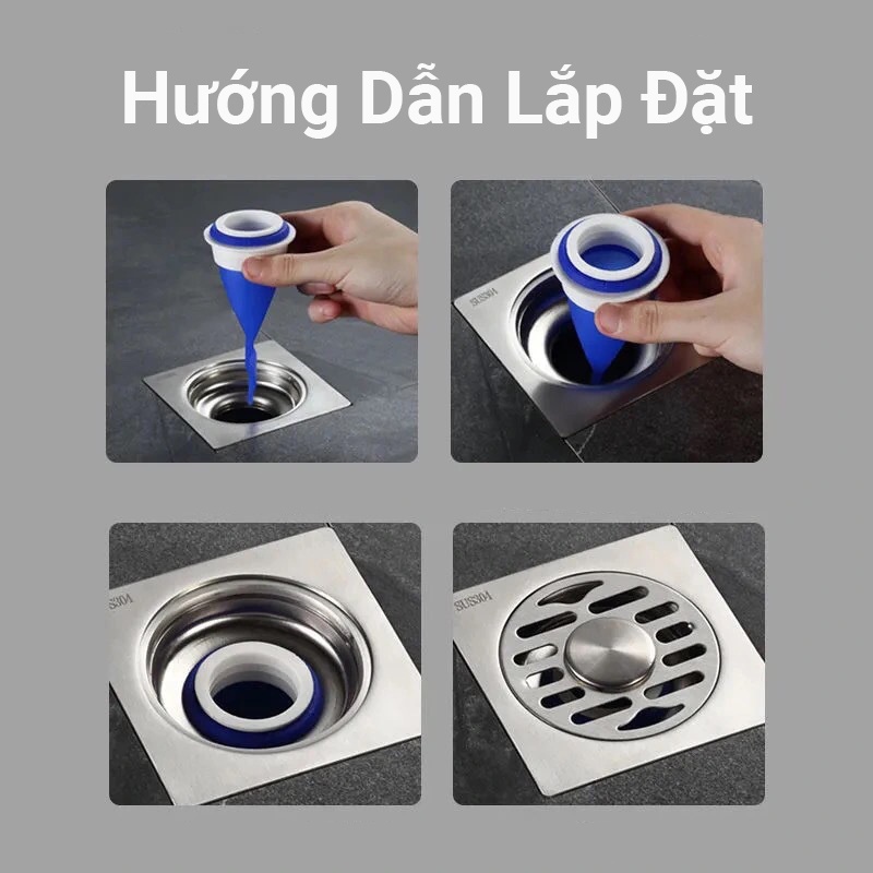 Bộ phụ kiện ngăn mùi hôi chặn côn trùng chất liệu silicone dùng cho lỗ thoát sàn nhà vệ sinh, ống thoát nước