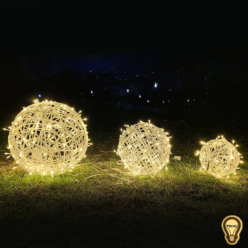 Đèn LED Thả Treo Hình Cầu Mây Trang Trí Đường Phố Cổng Ra Vào Chống Thấm Nước CHƯA Gồm PHÍCH CẮM Hàng sẵn 30 cm ]