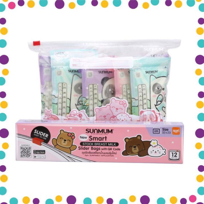 6 - 12 túi zip bảo quản sữa và thức ăn cao cấp Sunmum size 26*24(Made in Thailand)