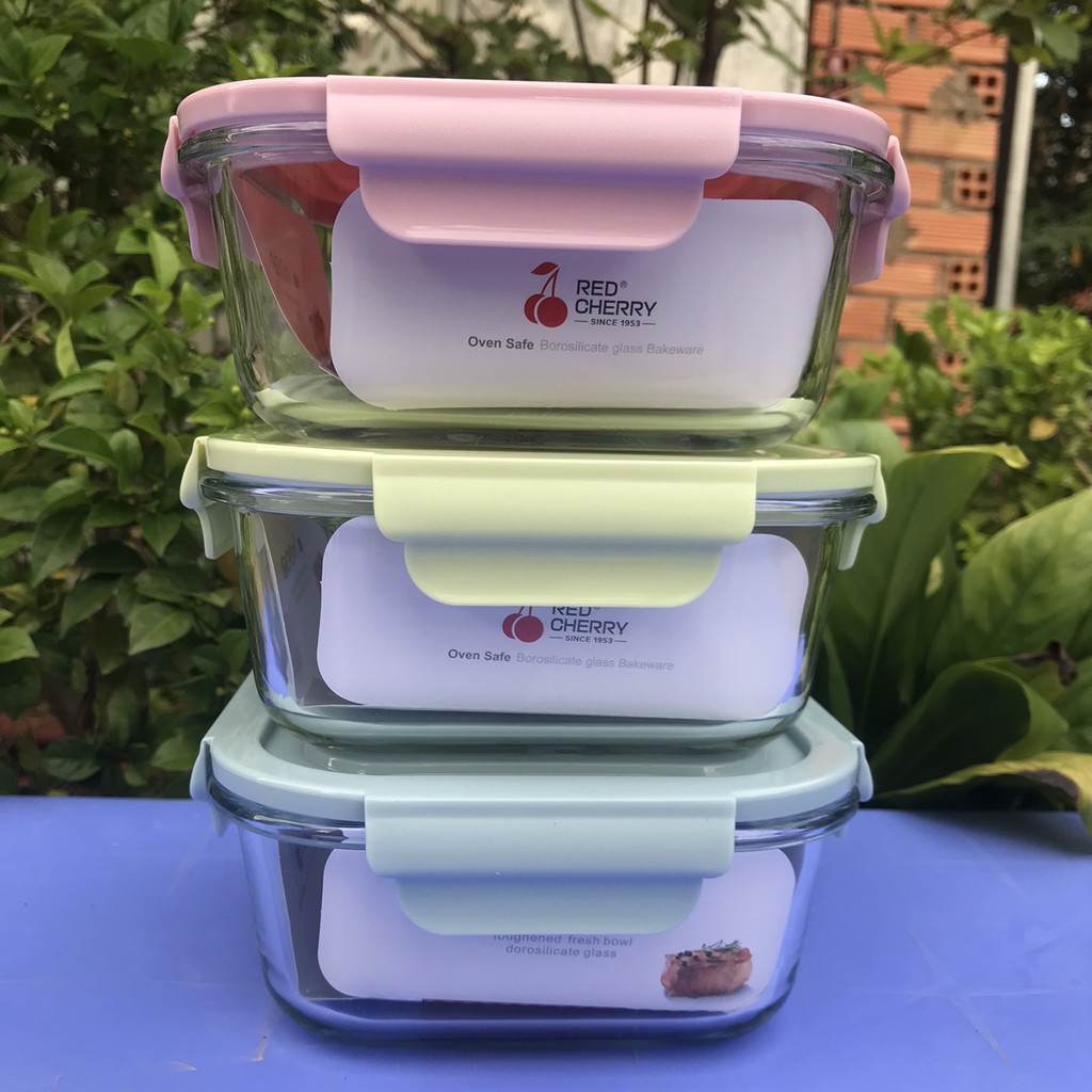 Thố thủy tinh vuông đựng thực phẩm 320ML, 520ML, 800ML nắp hút chân không cao cấp