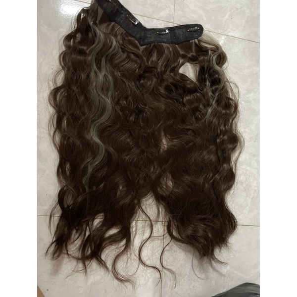 Tóc giả kẹp xù 60cm móc light xám❤️ free ship 50k❤️ hàng cao cấp