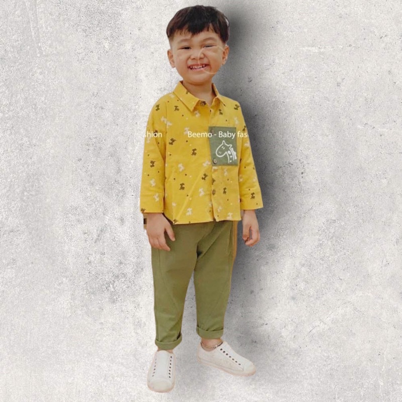 Bộ Sơ Mi Quần Dài Hưu Vàng Beemo Bé Trai