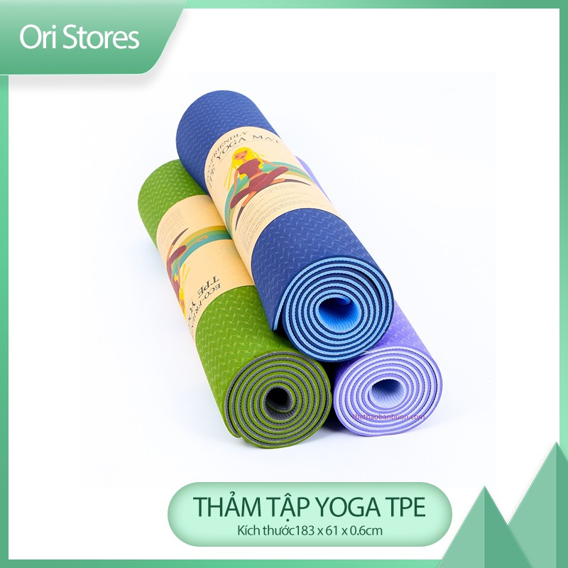 Thảm Yoga Chống Trượt TPE 2 Lớp Siêu Bền Siêu Nhẹ 6mm