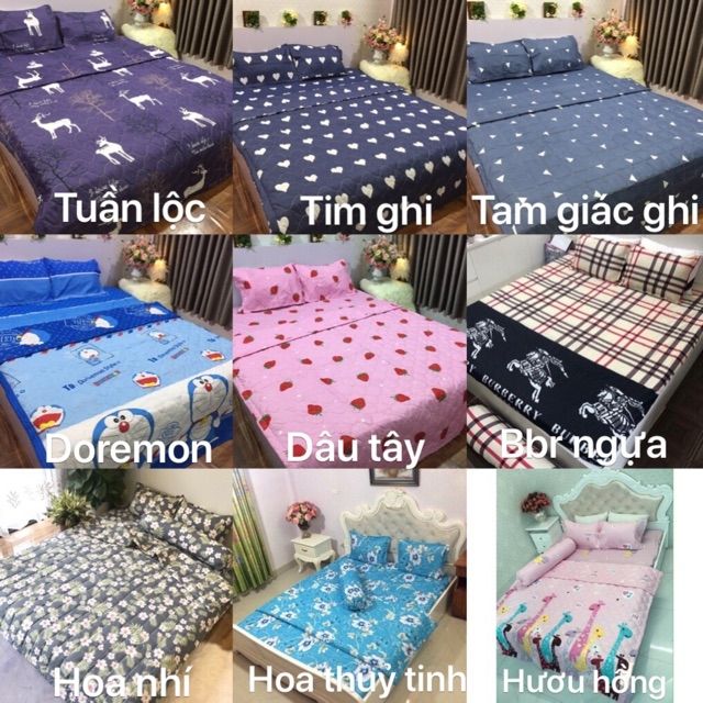 Ga và 2 vỏ gối cotton poly. Chat chọn mẫu