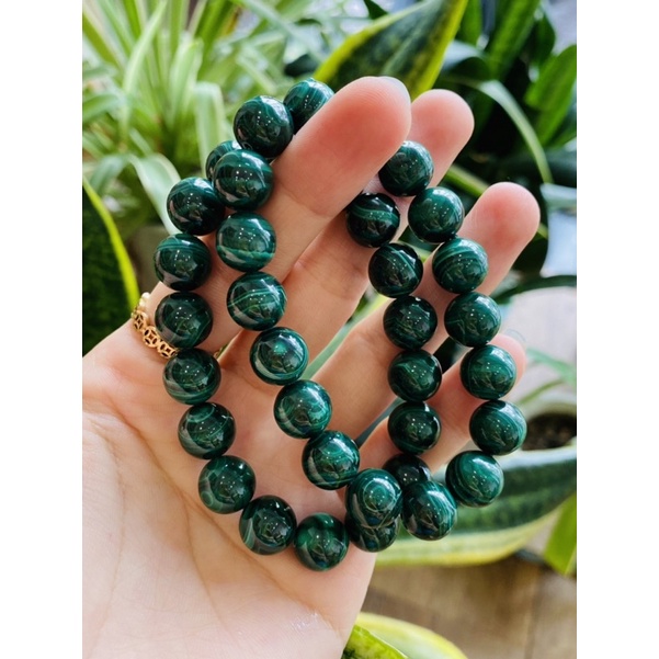 Vòng tay đá MALACHITE, Đá khổng tước, Đá năng lượng thu hút sự trù phú, thành công, giàu có