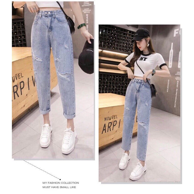 Quần jean bò baggy nữ cạp cao hàng Quảng Châu phong cách Hàn Quốc sành điệu style năm 2022