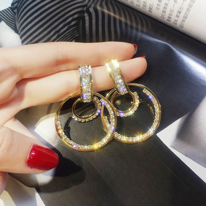 Hoa Tai Đính Đá Lấp Lánh Thời Trang Dành Cho Nữ