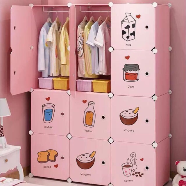 🍃Tủ nhựa lắp ghép quần áo 12 ô sâu 47cm( tặng kèm 2 thanh treo đồ)