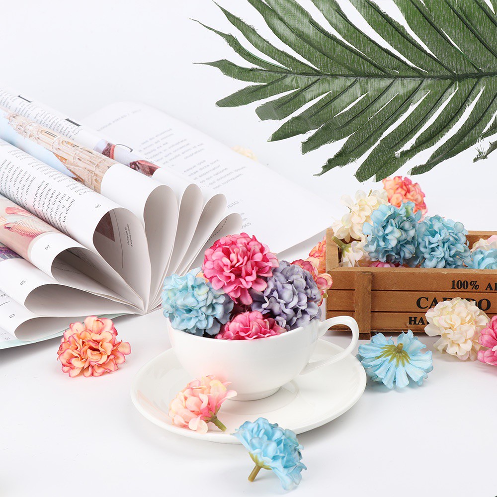 CONOPERY Set 10 bông hoa cẩm tú cầu nhân tạo bằng lụa nhiều màu dùng trang trí tiệc cưới / làm đồ thủ công diy