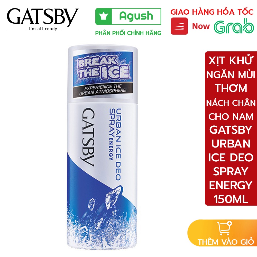 Xịt khử mùi nam ngăn hôi nách thơm chân Gatsby Urban Ice Deo Spray Energy chai 150ml hương nước hoa thơm lâu thể thao