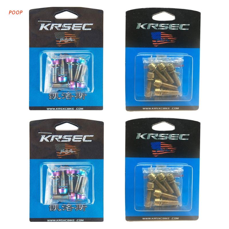 Set 6 ốc vít mạ titan M6 gắn ghi đông xe đạp MTB kèm vòng đệm