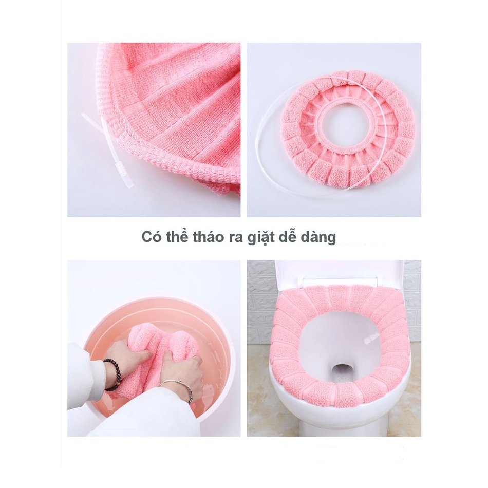 Miếng nỉ đệm lót bồn vệ sinh hình tròn phù hợp với mọi loại bồn cầu, Mềm mại và thân thiện với làn da