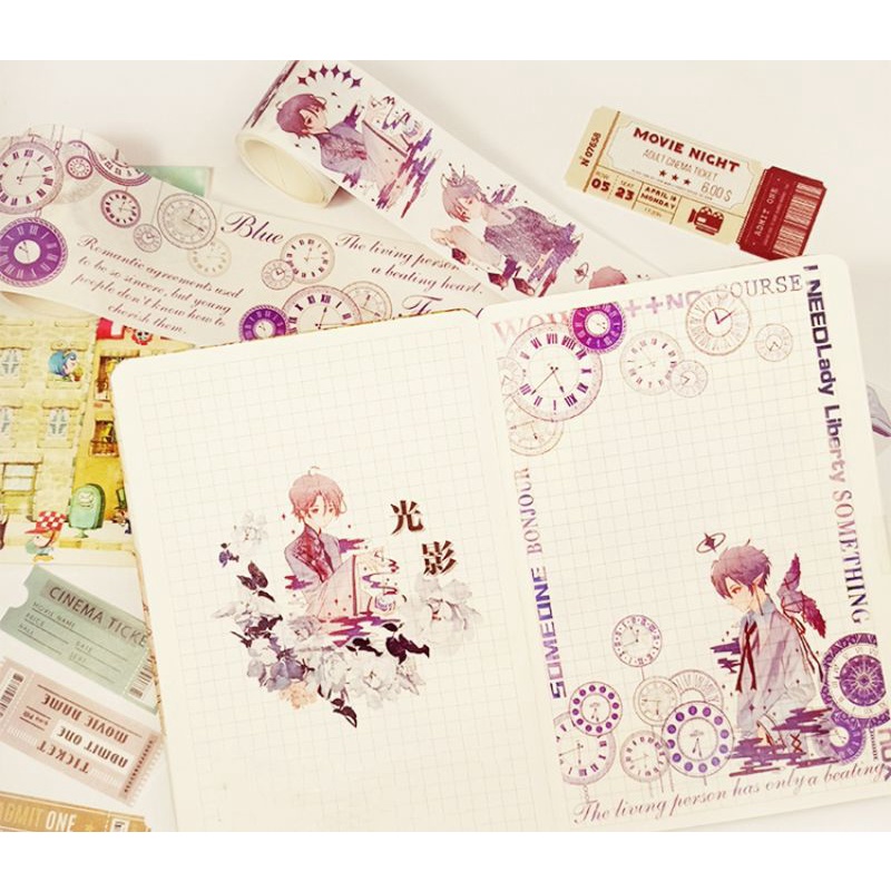 Hình Dán Chu kỳ 35cm Washi Bầu trời, Chữ, Nhân Vật Trang Trí Sổ