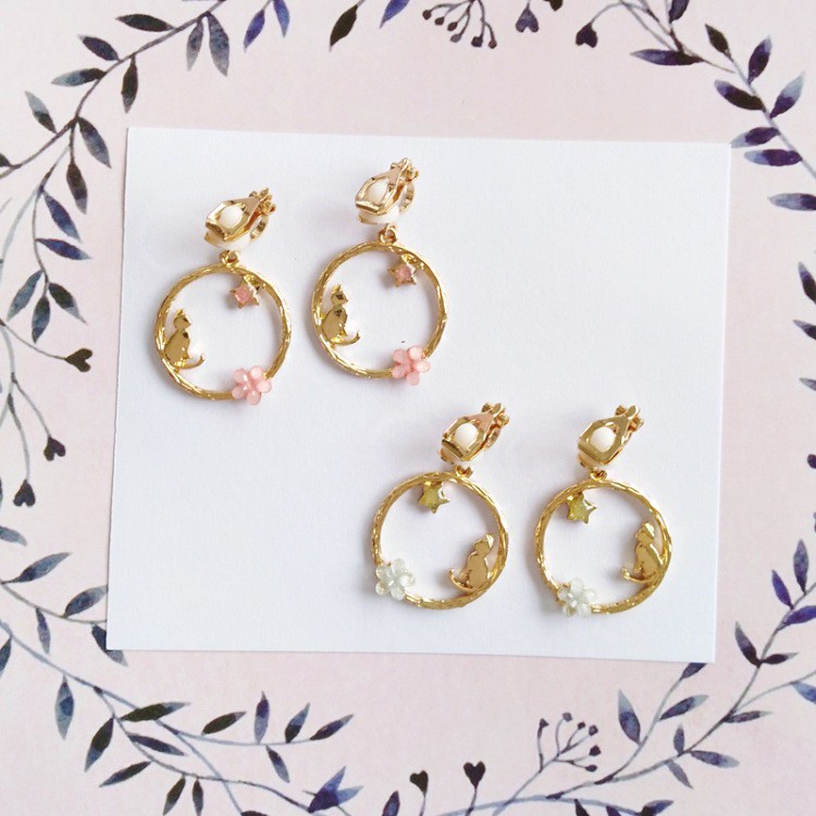 Khuyên tai  Mèo phối hoa và sao