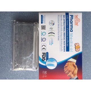 1 hộp khẩu trang y tế 4 lớp 50 cái màu xám, đen,xanh,trắng