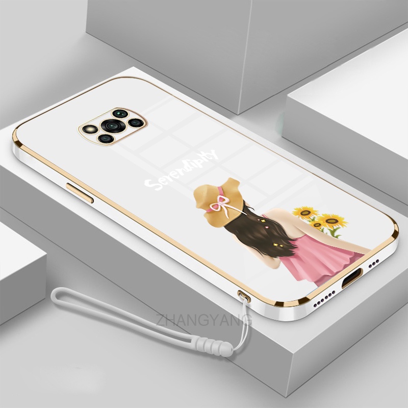 ốp lưng POCO X3 POCO X3 PRO POCO X3 NFC Ốp Điện Thoại TPU Silicon Viền Mạ Màu Hình Cô Gái Xinh Đẹp Cho POCO X3 POCO X3 PRO POCO X3 NFC