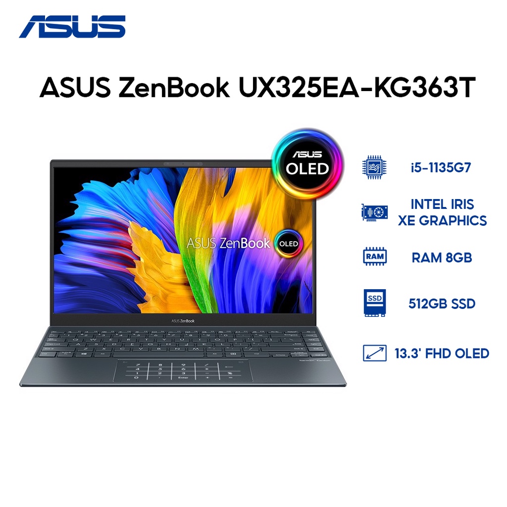 [ELGAME20 giảm 10%]Laptop ASUS ZenBook UX325EA-KG363T i5-1135G7 | 8GB | 512GB | | 13.3' FHD |