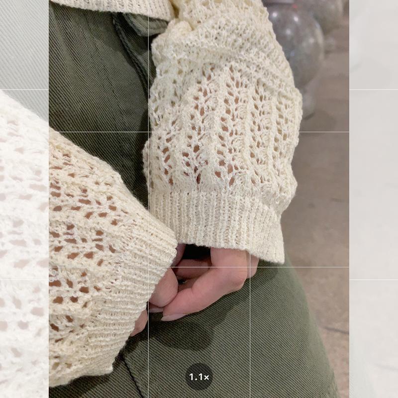 COZOK Áo Sweater Dệt Kim Tay Dài Dáng Rộng Ngắn Chống Nắng