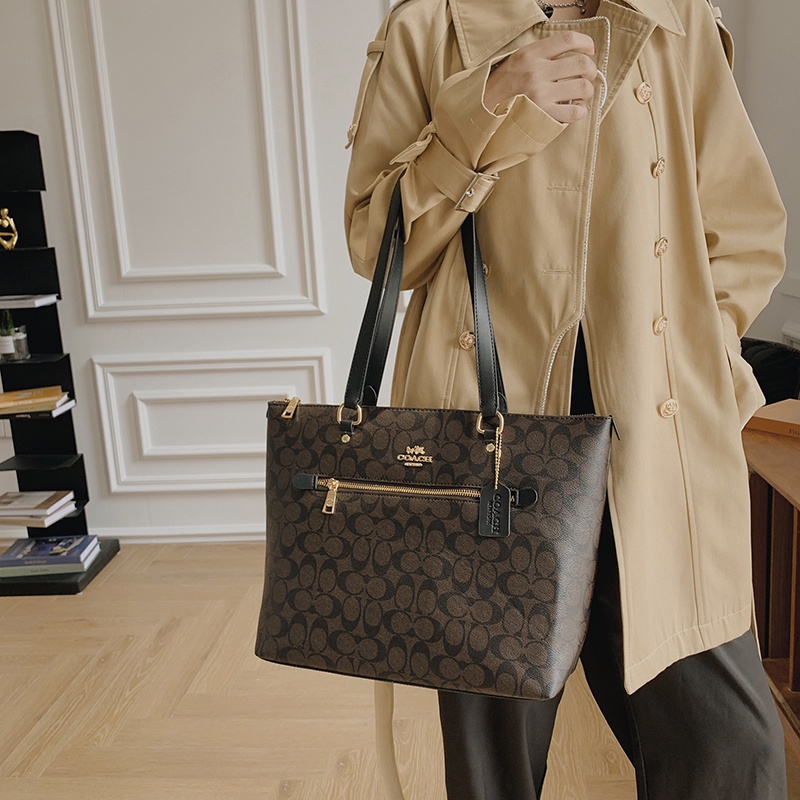 Túi Tote Coach Dành Cho Nữ Da Không Thấm Nước Túi Xách Văn Phòng Công Suất Lớn Cổ điển Đọc Sách Túi đeo Vai Đa Năng