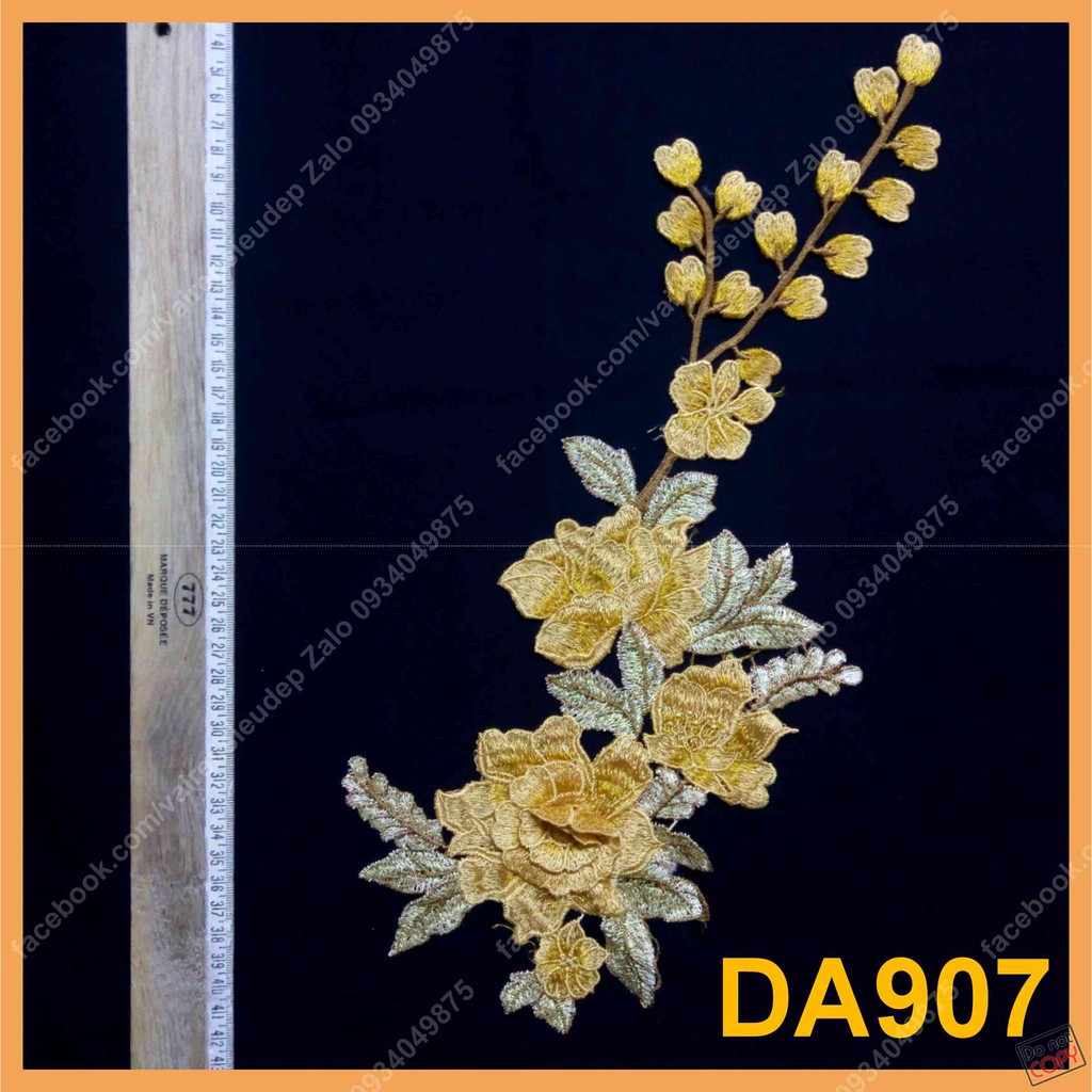 HOA ĐẮP ÁO 3D DÂY - VÀNG - DA907