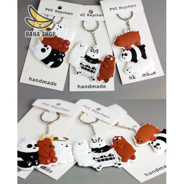 Móc khoá nhựa dẻo 3 anh em gấu bare bear cute Chúng tôi là gấu