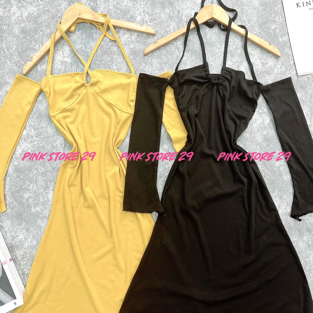 Đầm Trễ Vai Body PINKSTORE29, Dáng Ôm Dài Xẻ Tà D092