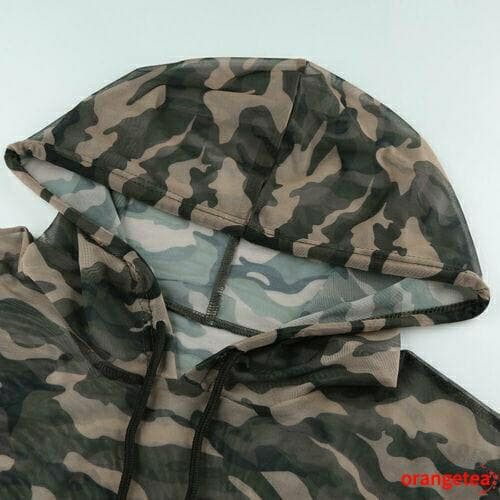 ÁO CROPTOP DÀI TAY REN LƯỚI CAMO CÓ MŨ, O TẬP NHẢY DANCE