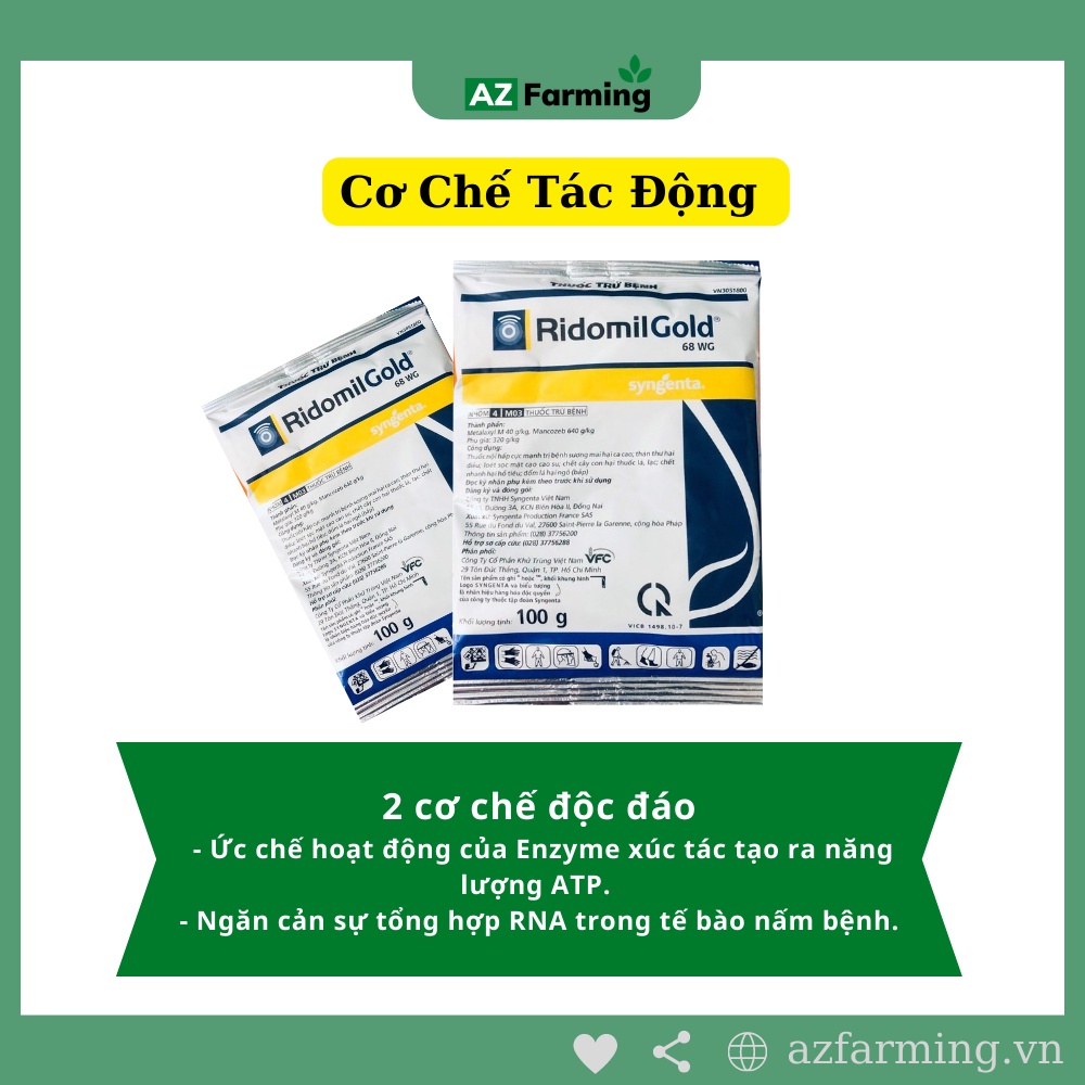Thuốc Trừ Bệnh Cây Trồng Ridomil Gold 68WG - Gói 100g - AZ Farming