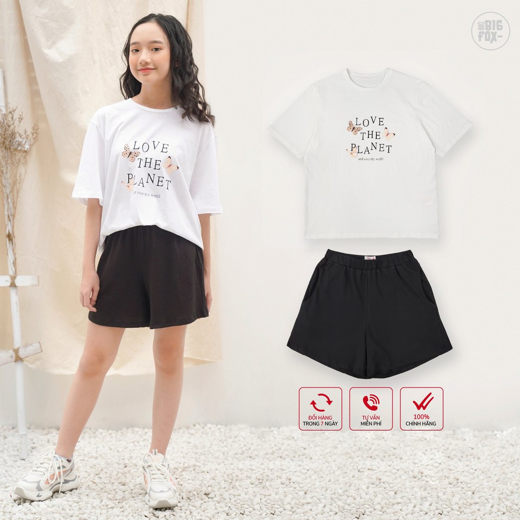 [12 TUỔI-15 TUỔI] Bộ Bé Gái Size Đại Miss Meow ,Bộ Cộc Tay Trẻ Em Mùa Hè Chất Cotton, Dáng Rộng In Love12-15