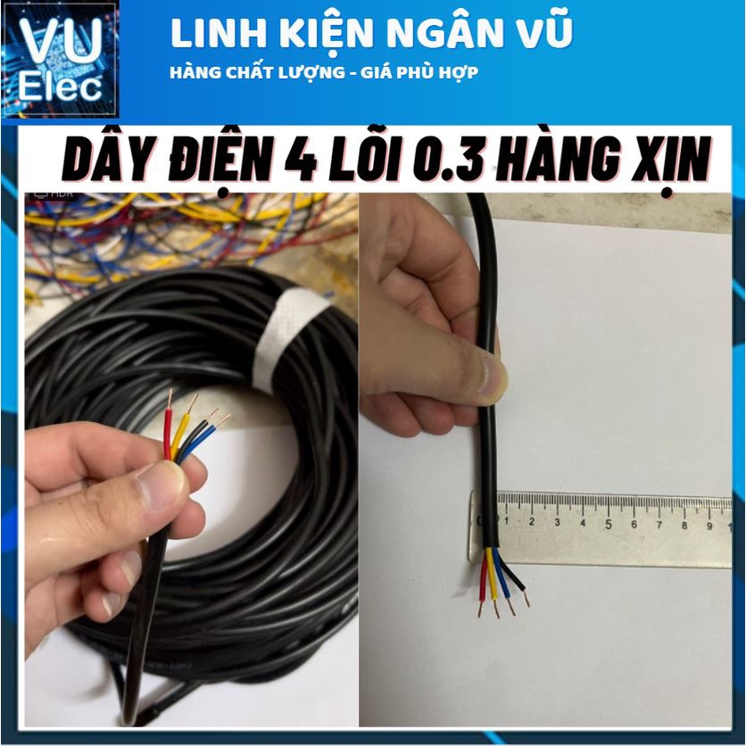 Dây điện đen tròn 0.3M 4 lõi 0.3MM Chất liệu dây Đồng 100% dây điện loại tốt