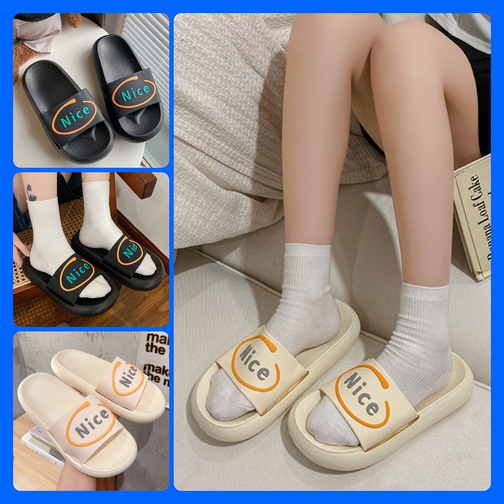 Dép quai ngang nữ dáng bánh mì cao cấp Nice thời trang đi êm nhẹ đế cao chống trượt cho học sinh sinh viên