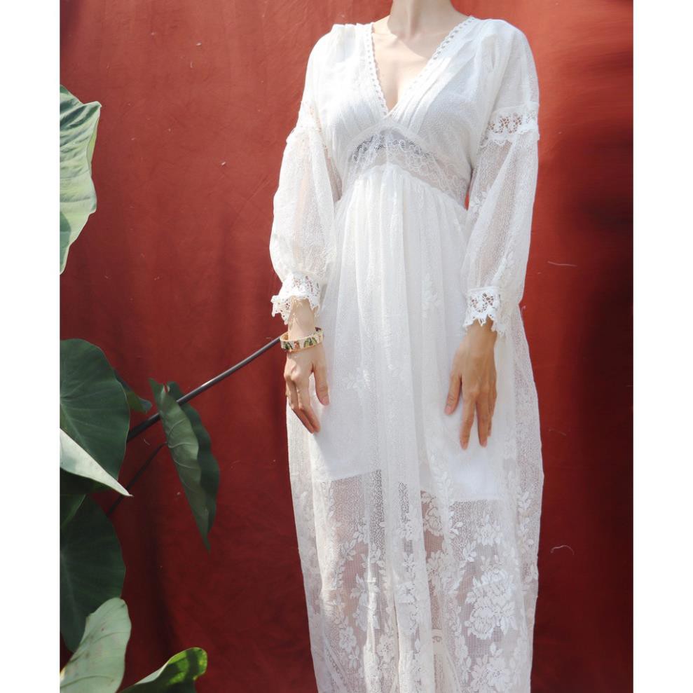 40-70KG Đầm Váy Bohemian maxi vintage trắng dáng xòe dài suông rộng đi biển đẹp xinh rẻ độc lạ tay lỡ bigsize ˇ !