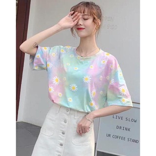 Áo thun form rộng hoa cúc loang màu Izze24Shop
