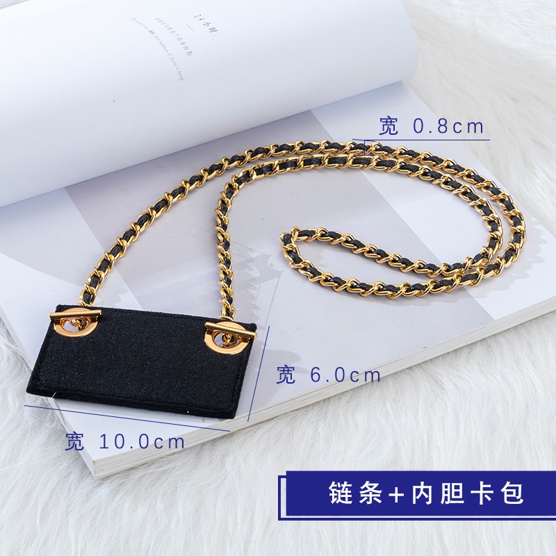 Phù Hợp Túi Đeo Chéo Đựng Thẻ Phối Dây Xích Màu Vàng / Bạc Sang Trọng