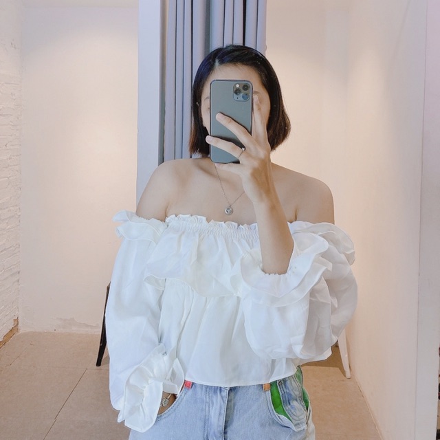 ALI TOP Áo bẹt vai bèo tầng