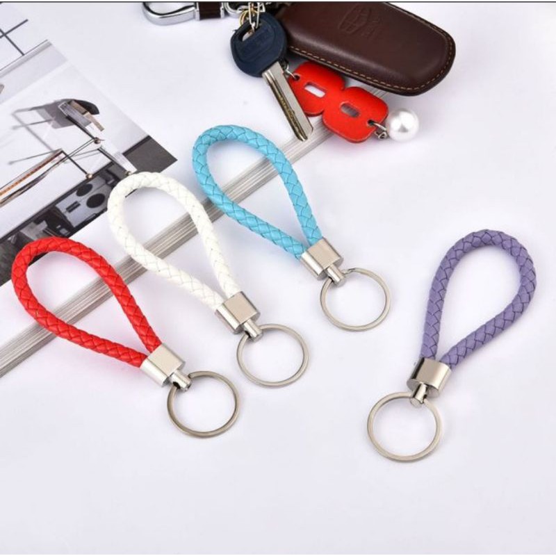 Móc Khóa Dây Da Bện Cao Cấp Sang Trọng Dùng Làm Móc Khóa DIY