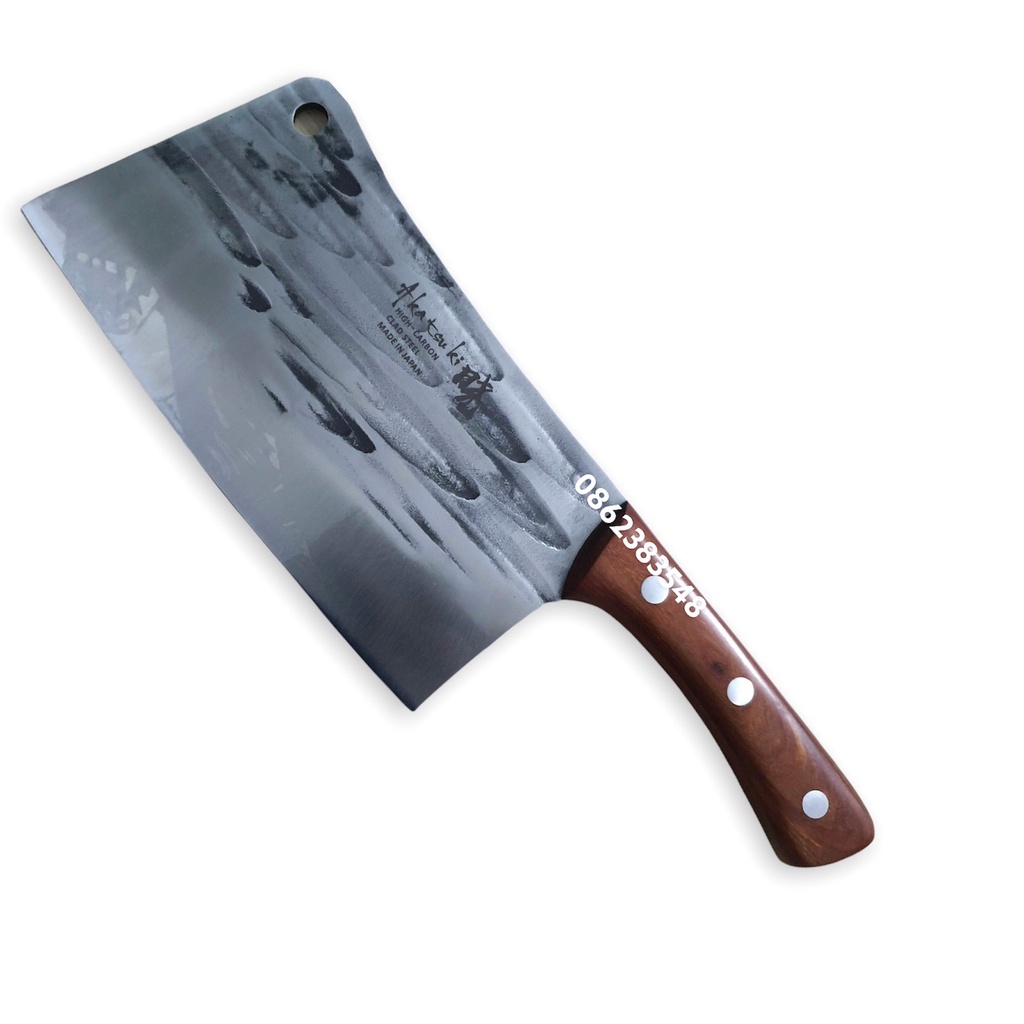Dao chặt xương Nhật nội địa Akatsuki 1kg, lưỡi thép sần 5mm nguyên khối sắc bén chống gỉ, chặt xương trâu bò, lợn gà