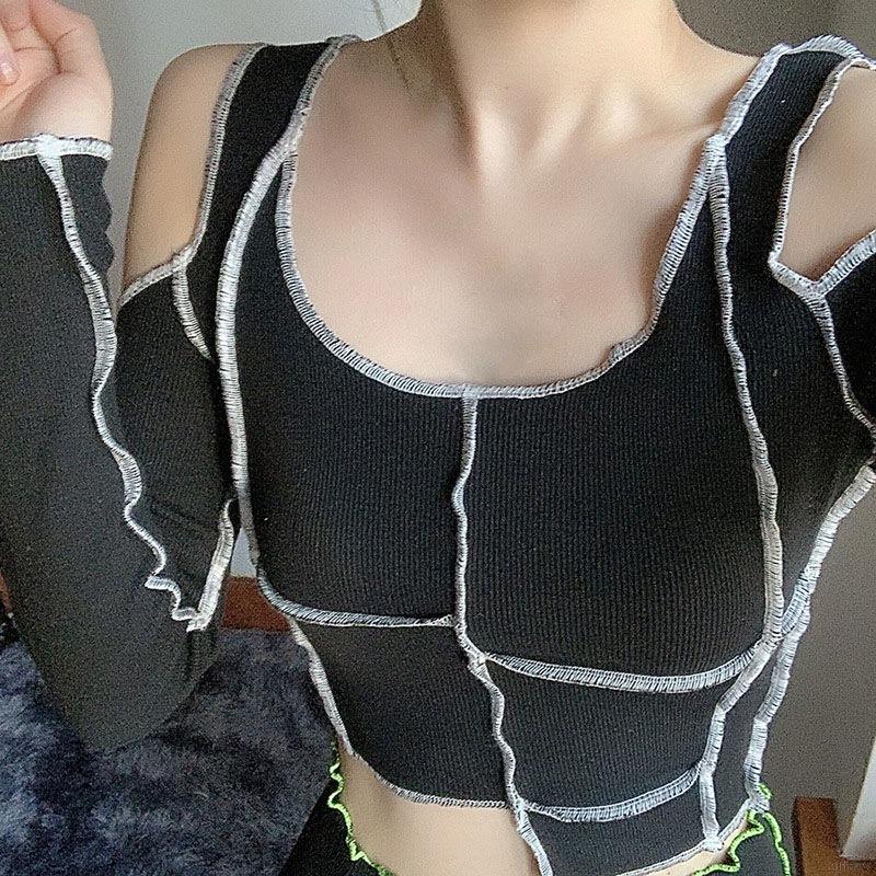 Áo Thun Tay Dài Hở Vai Kiểu Dáng Độc Đáo Phong Cách Hàn Quốc