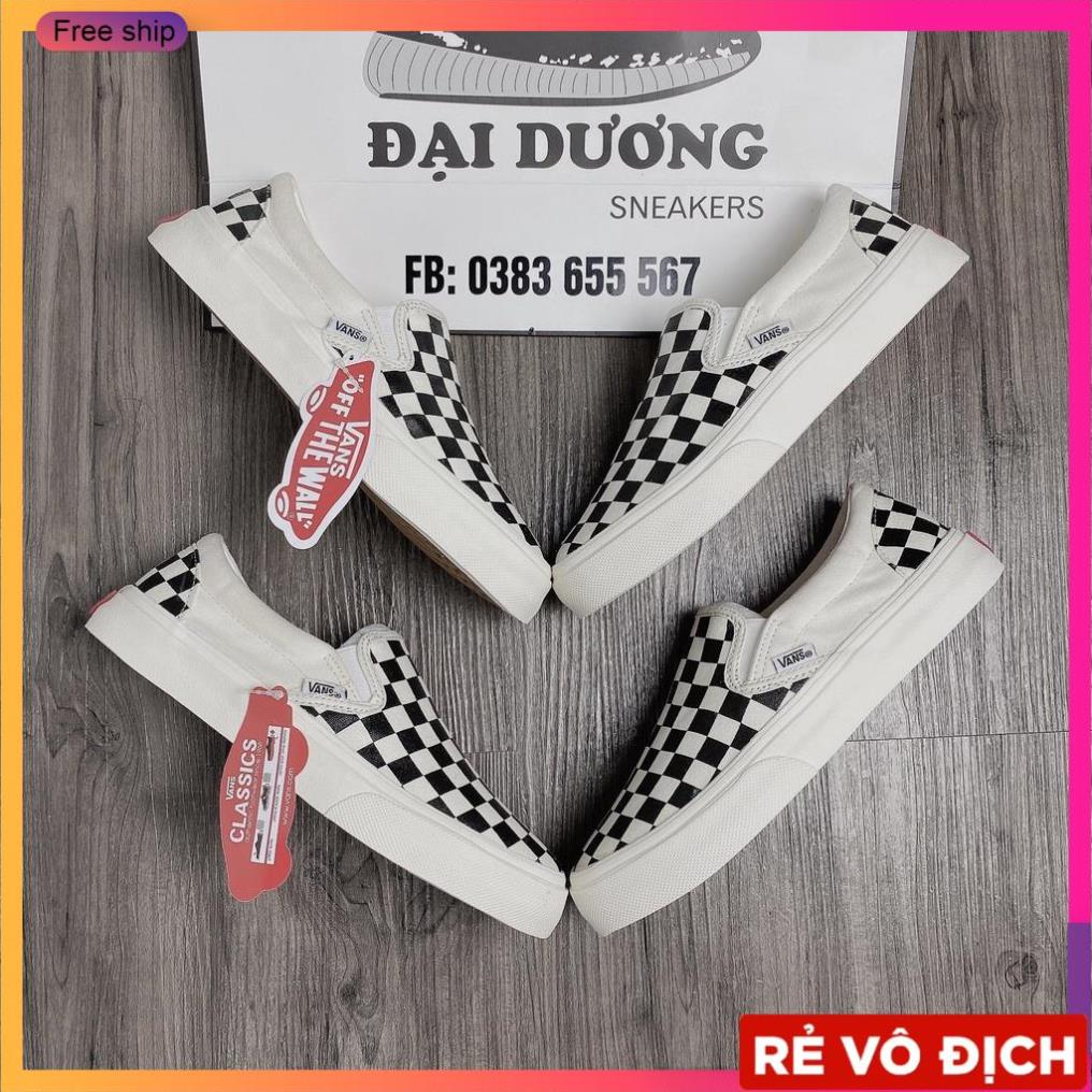 [ Full Box Bill ] Giày 𝐕𝐀𝐍𝐒 lười Caro bản đẹp vans Slipon Nam nữ hot 2021 hàng cao cấp đủ size 36-43 êm chân dễ phối đồ