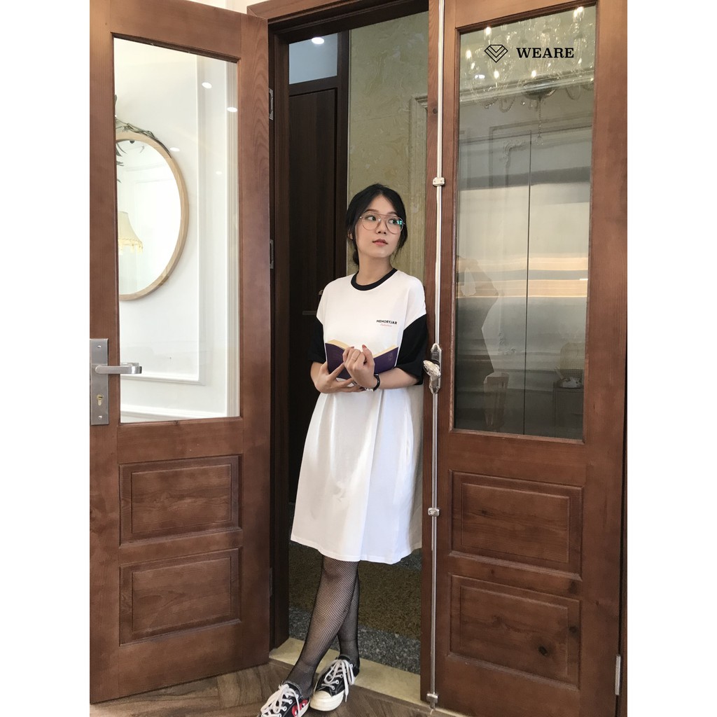 VÁY THUN Hàn Quốc NGẮN TAY CÓ CHỮ